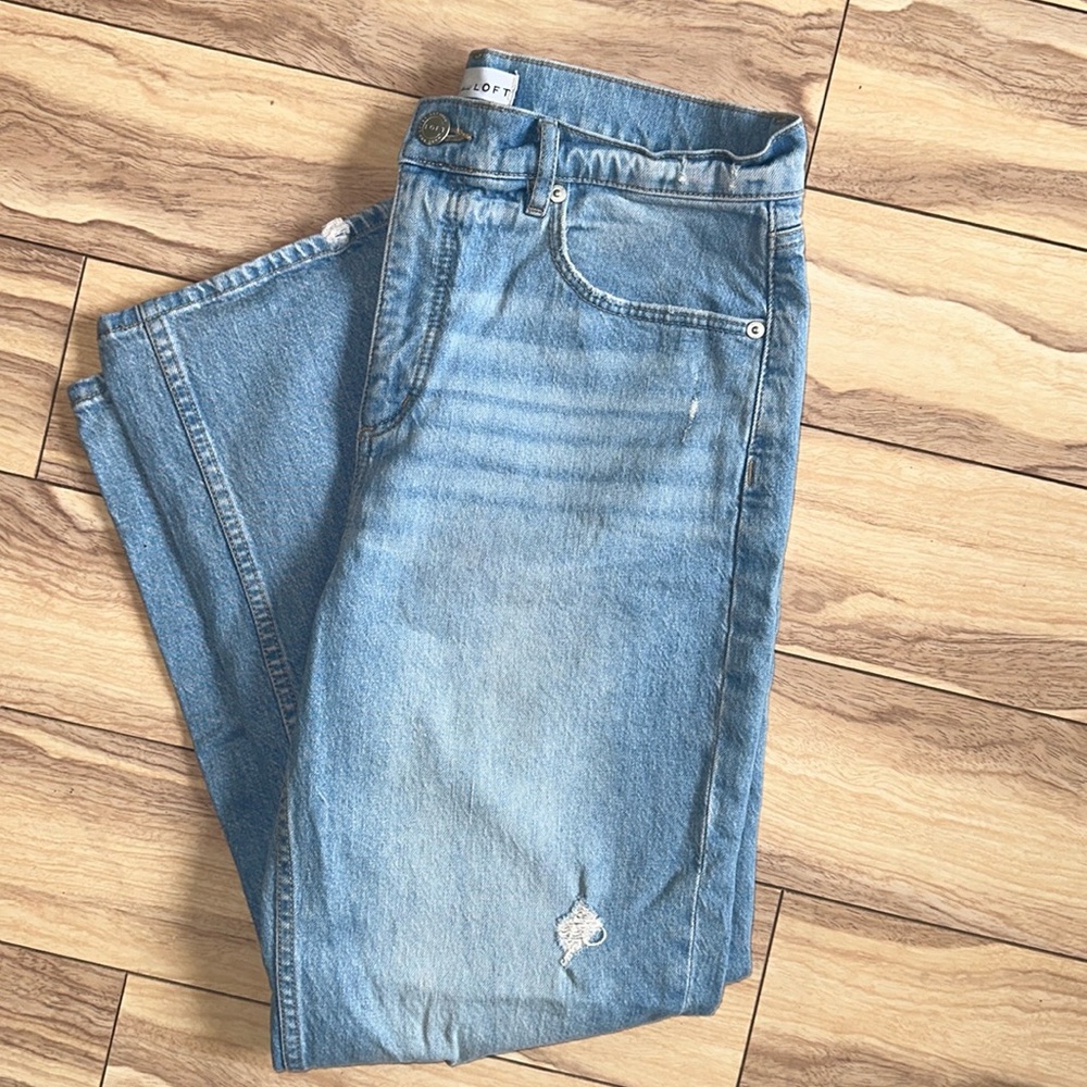 LOFT High Waist Straight Crop Jeans